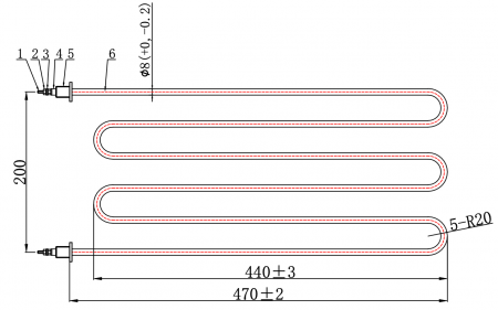 Тэн U формы 220v 2500 Вт 470 мм